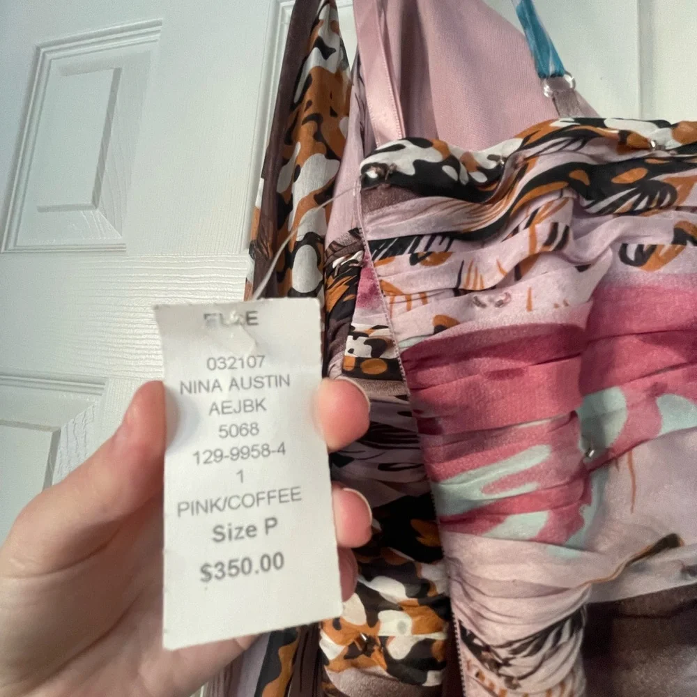 Nina Austin Pink and Purple Maxi Sundress with Ruched Tiered Design for Cocktail - Picture 8 of 10
